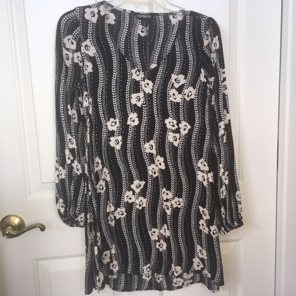 Express Long Sleeve Shift Mini Dress